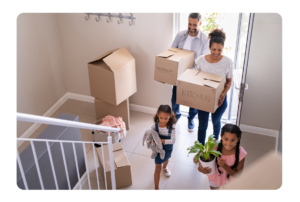 Family moving into new home with leased HVAC equipment.